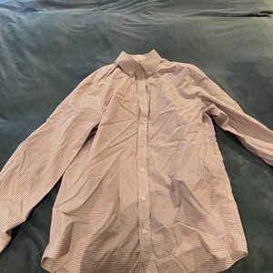 Charles Tyrwhitt Button Down 16 1/2 x 34 Slim Fit Blue and Red Striped Shirt